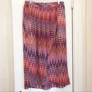 Laundry by Shelli Segal pattern maxi skirt faux wrap front size 8
